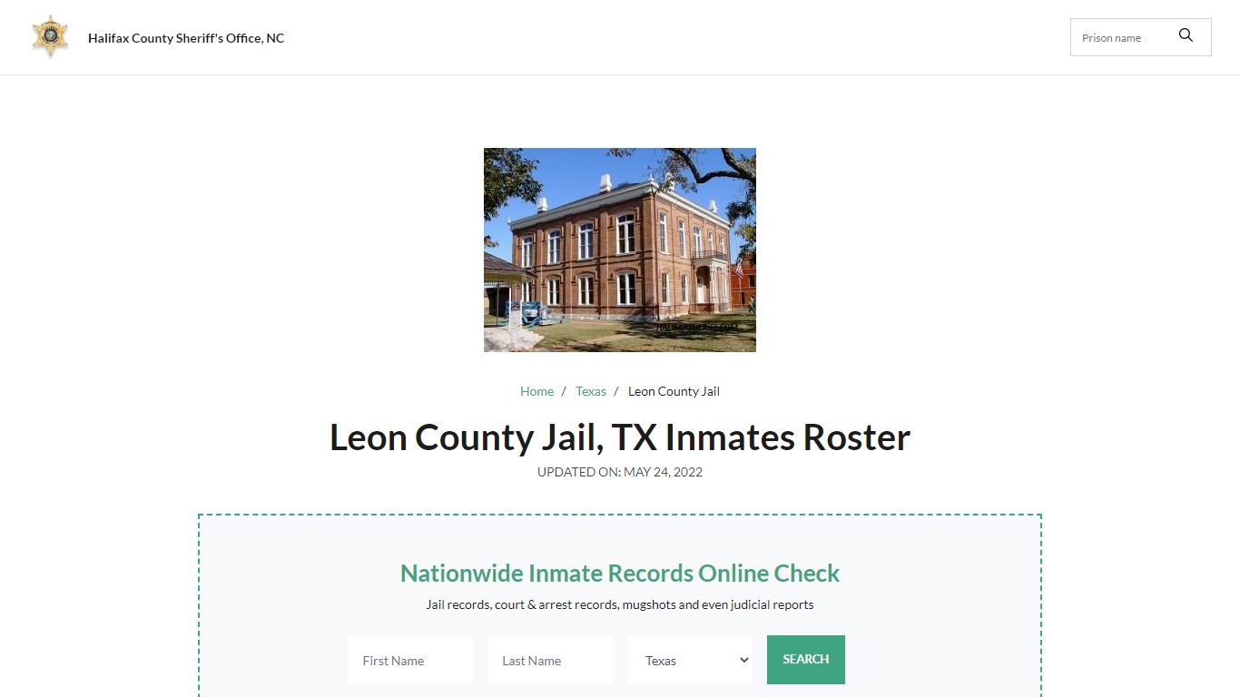 Leon County Jail, TX Jail Roster, Name Search